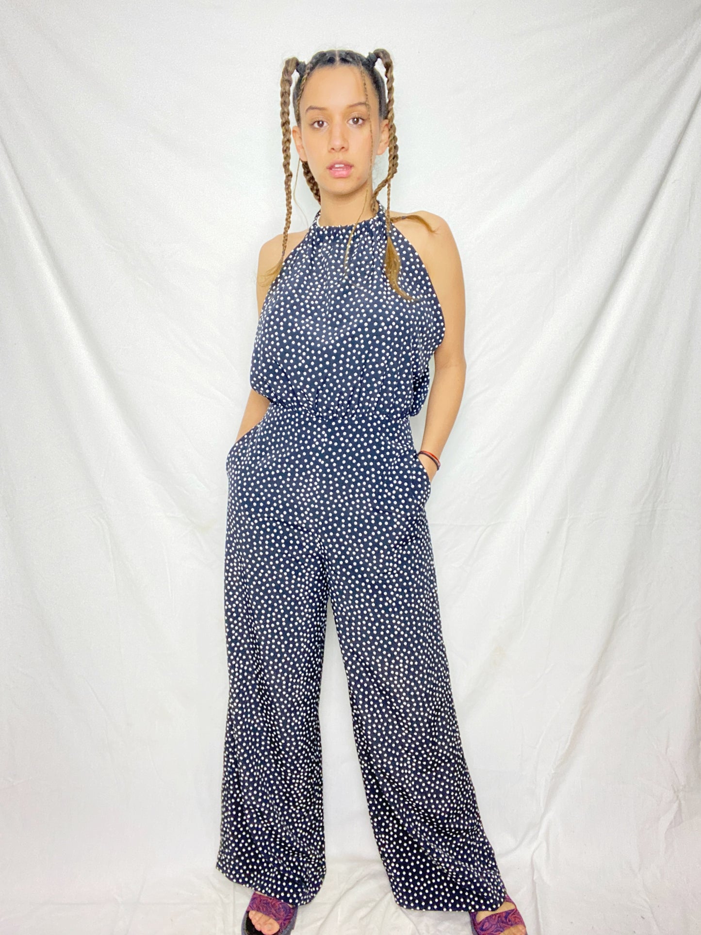 Blue and White Romper