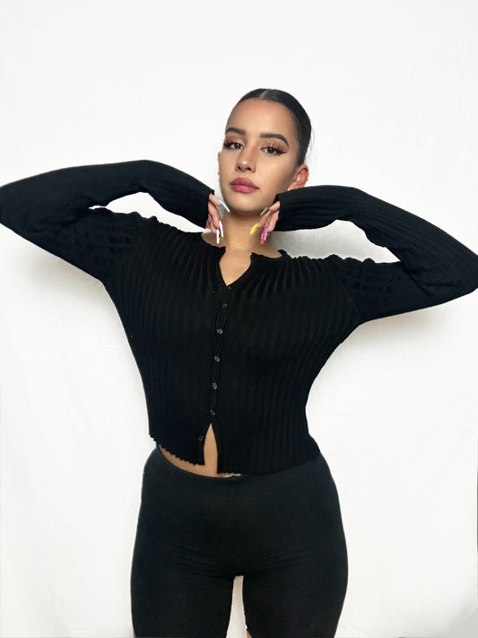 Button Black Sweater