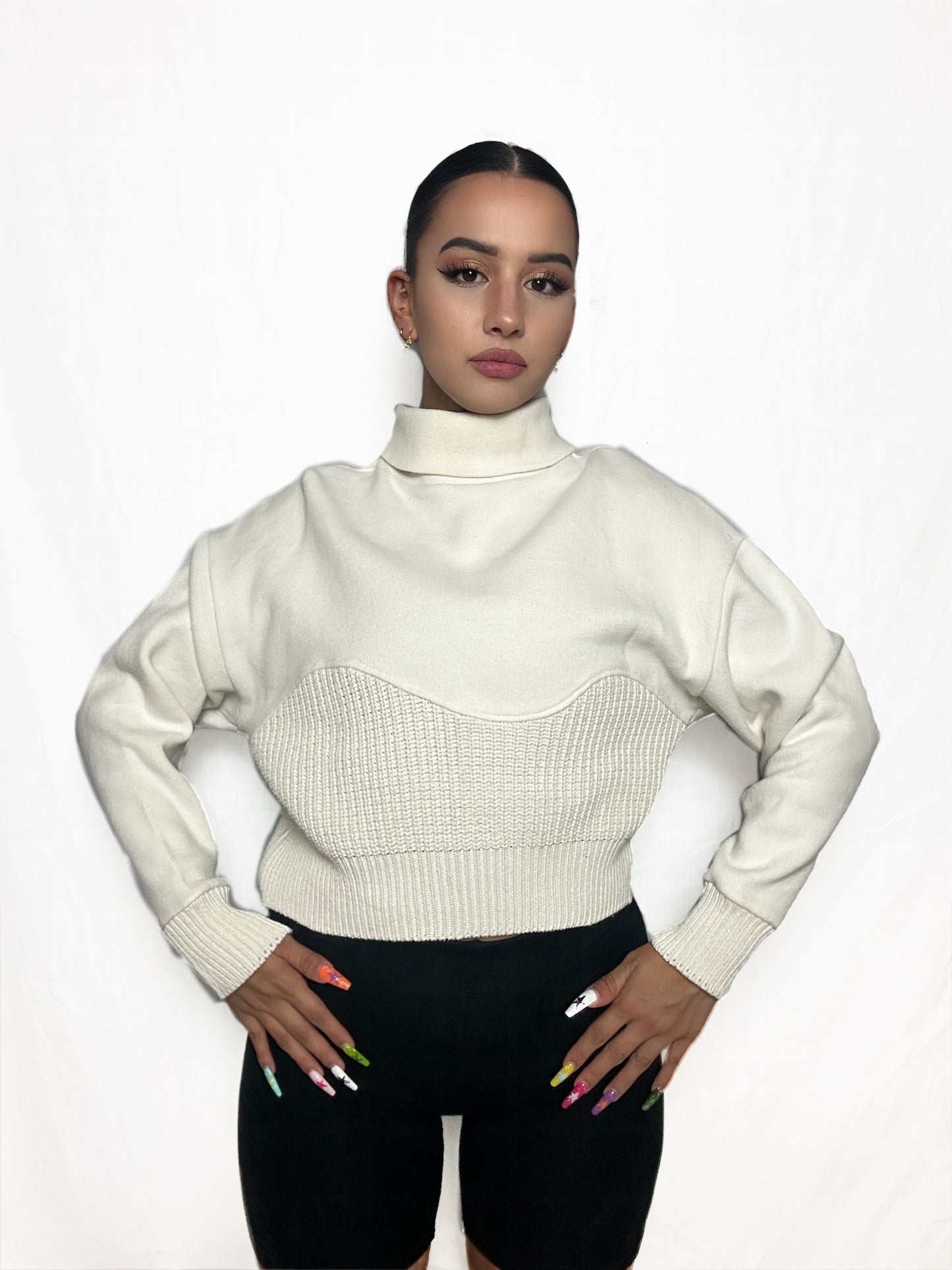 White High Neck Sweater