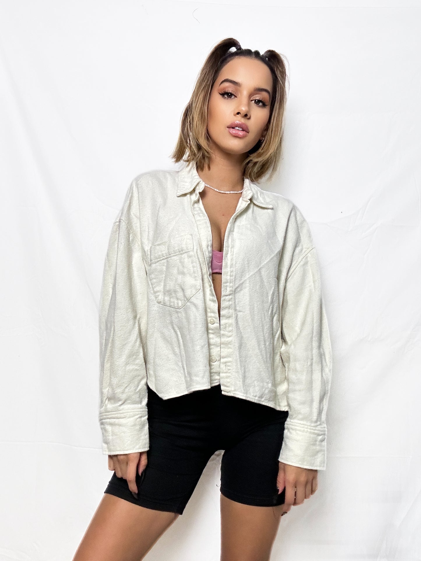 ZARA Creme Dress Up Shirt