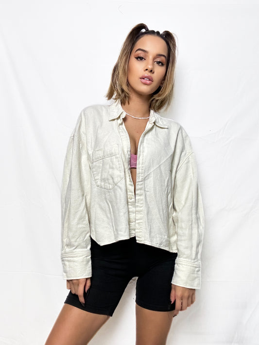 ZARA Creme Dress Up Shirt